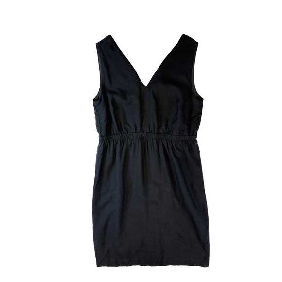 Ann Taylor Size 10 Black Double V Sheath Dress Sleeveless Linen Blend NWT $149 - Picture 4 of 15